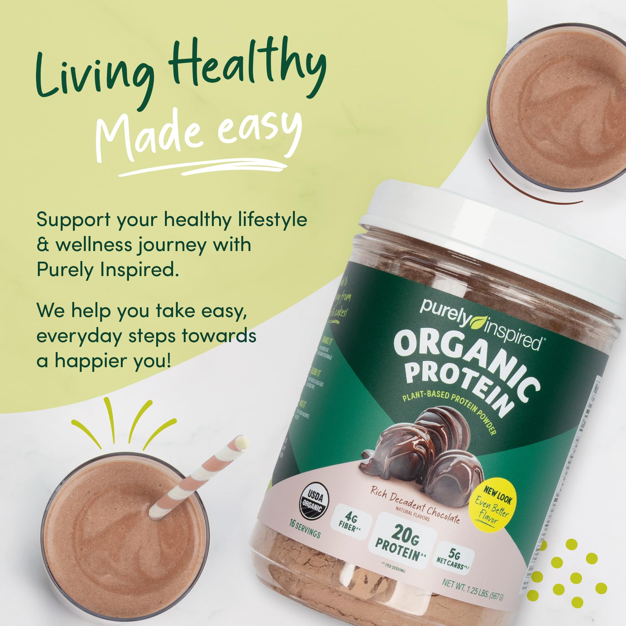 Purely Inspired en mesa de desayuno para alternativa nutritiva diaria