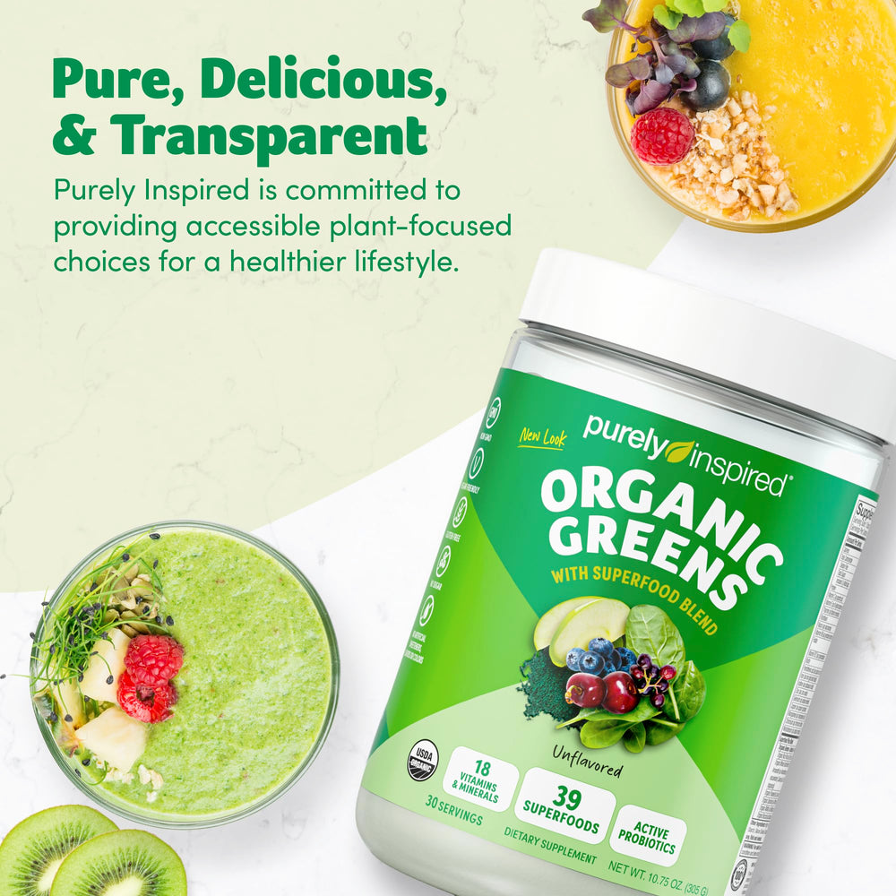 Purely Inspired polvo integrado en receta de smoothie estilo de vida saludable