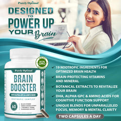 Persona tomando cápsula Purely Optimal para energía mental sostenida