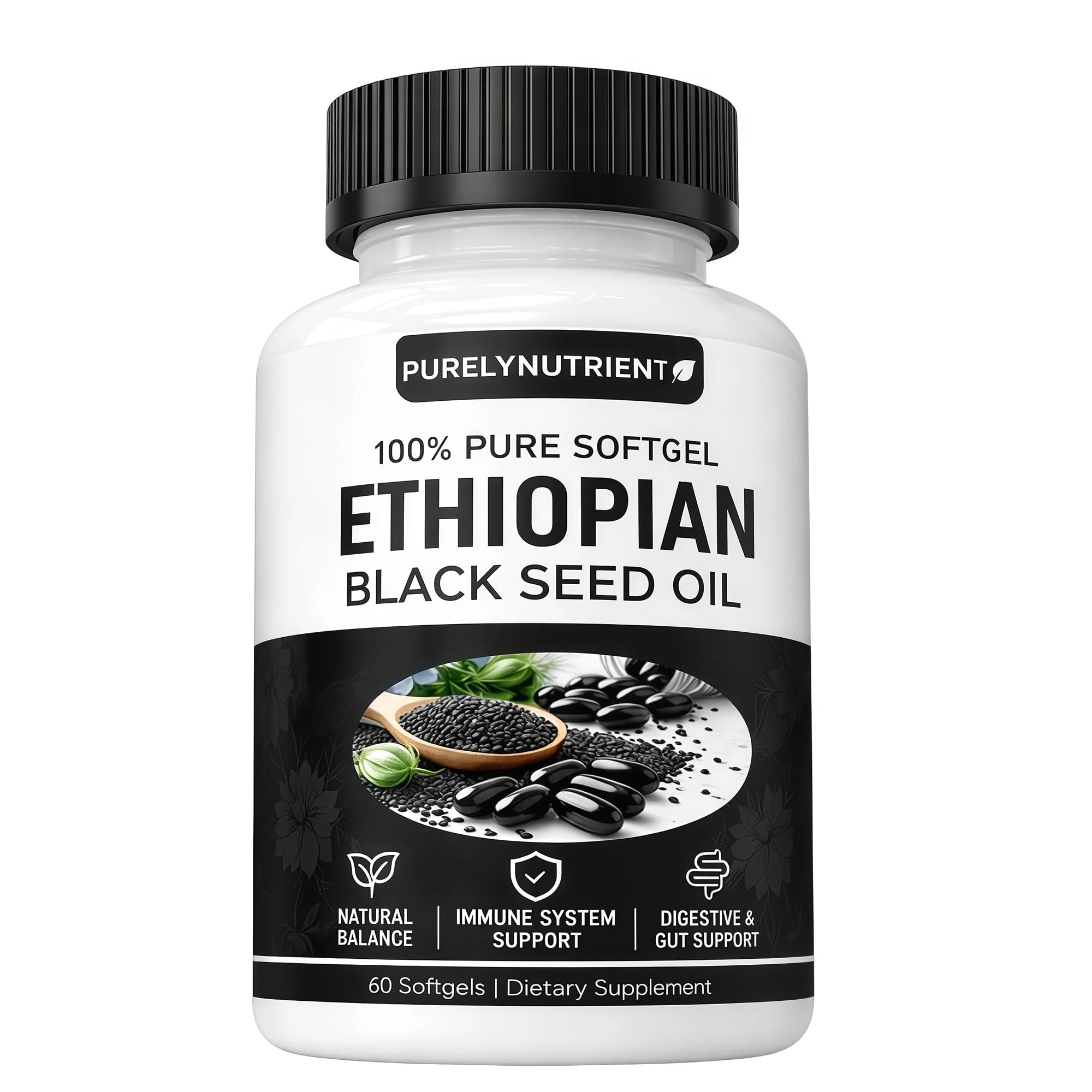 PURELYNUTRIENT frasco delantero mostrando etiqueta clara y beneficios