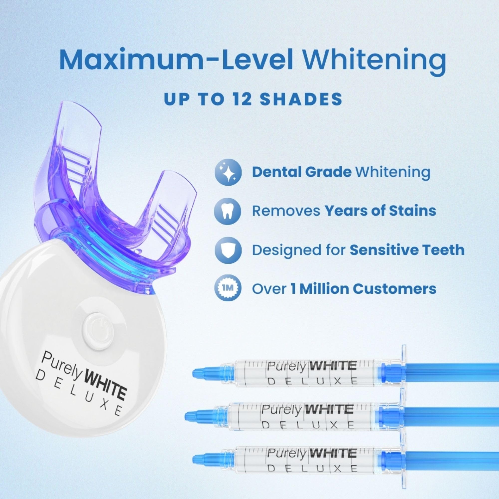 PurelyWHITE DELUXE sonrisa de usuario tras tratamiento rápido en casa
