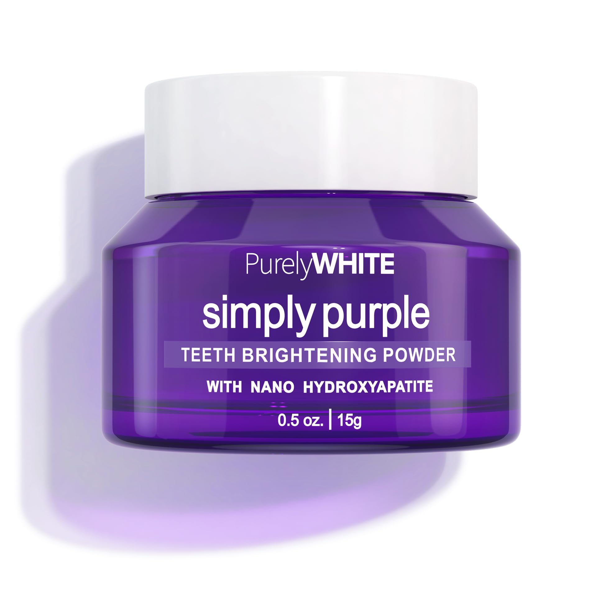 PurelyWHITE DELUXE frente del envase muestra diseño Simply Purple y beneficio estética rápida