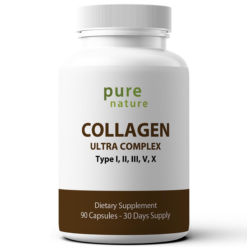 PureNature Collagen Ultra frasco frontal mostrando 90 cápsulas y beneficio estético