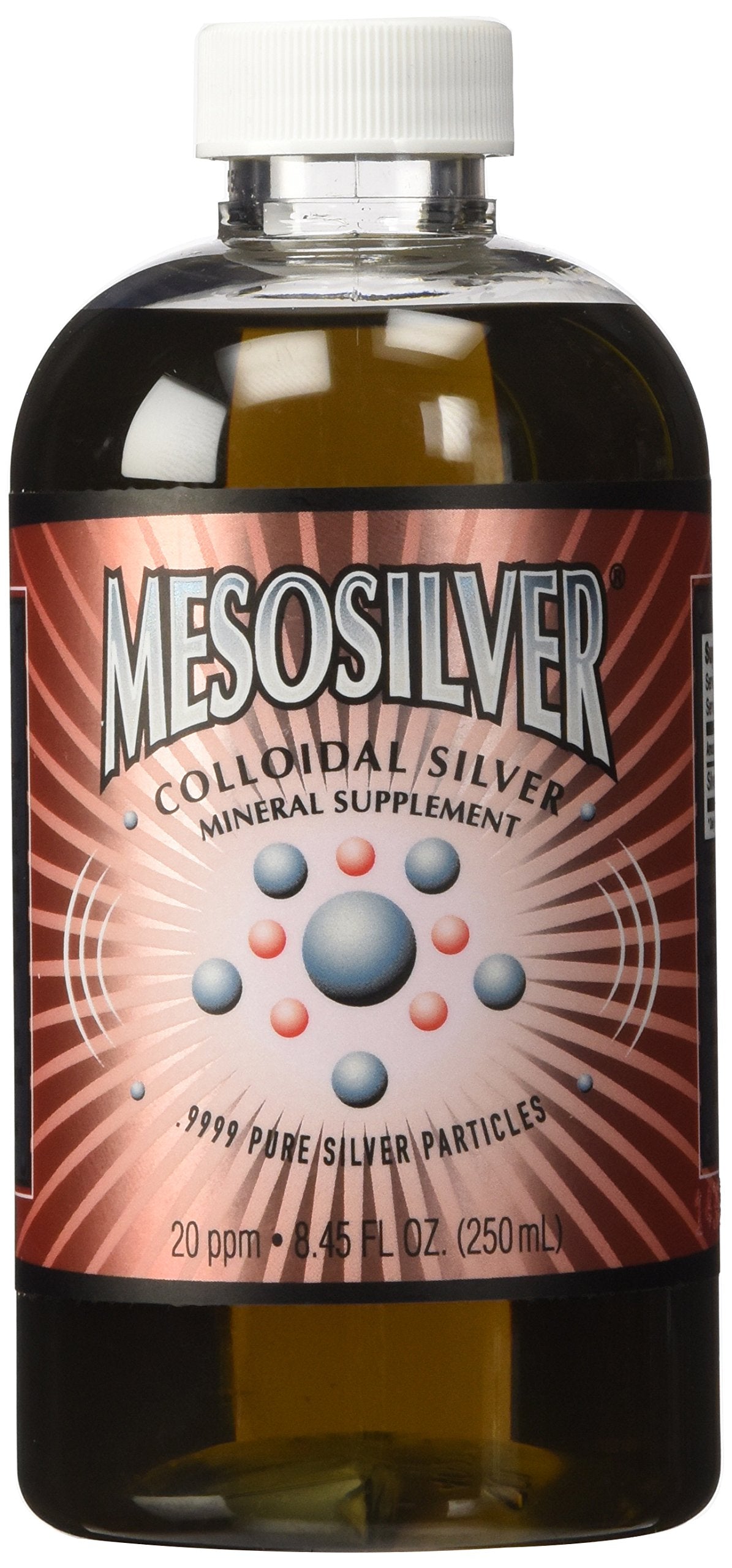 Purest Colloids MesoSilver envase frontal mostrando etiqueta y volumen, confianza en pureza