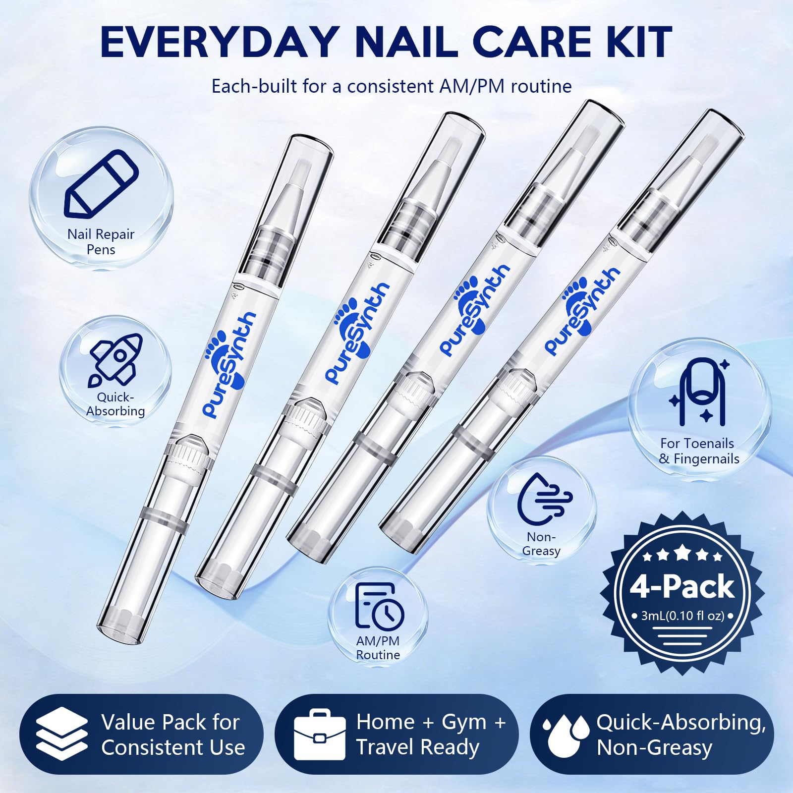 PureSynth pack de 4 pens en escenario cotidiano para uso en casa y viaje