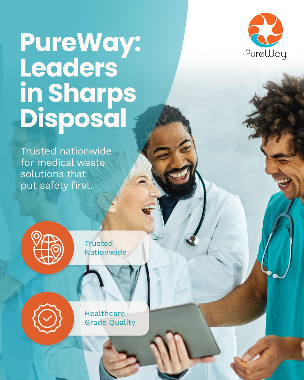 PureWay contenedor en consultorio clínico demostrando uso profesional y orden