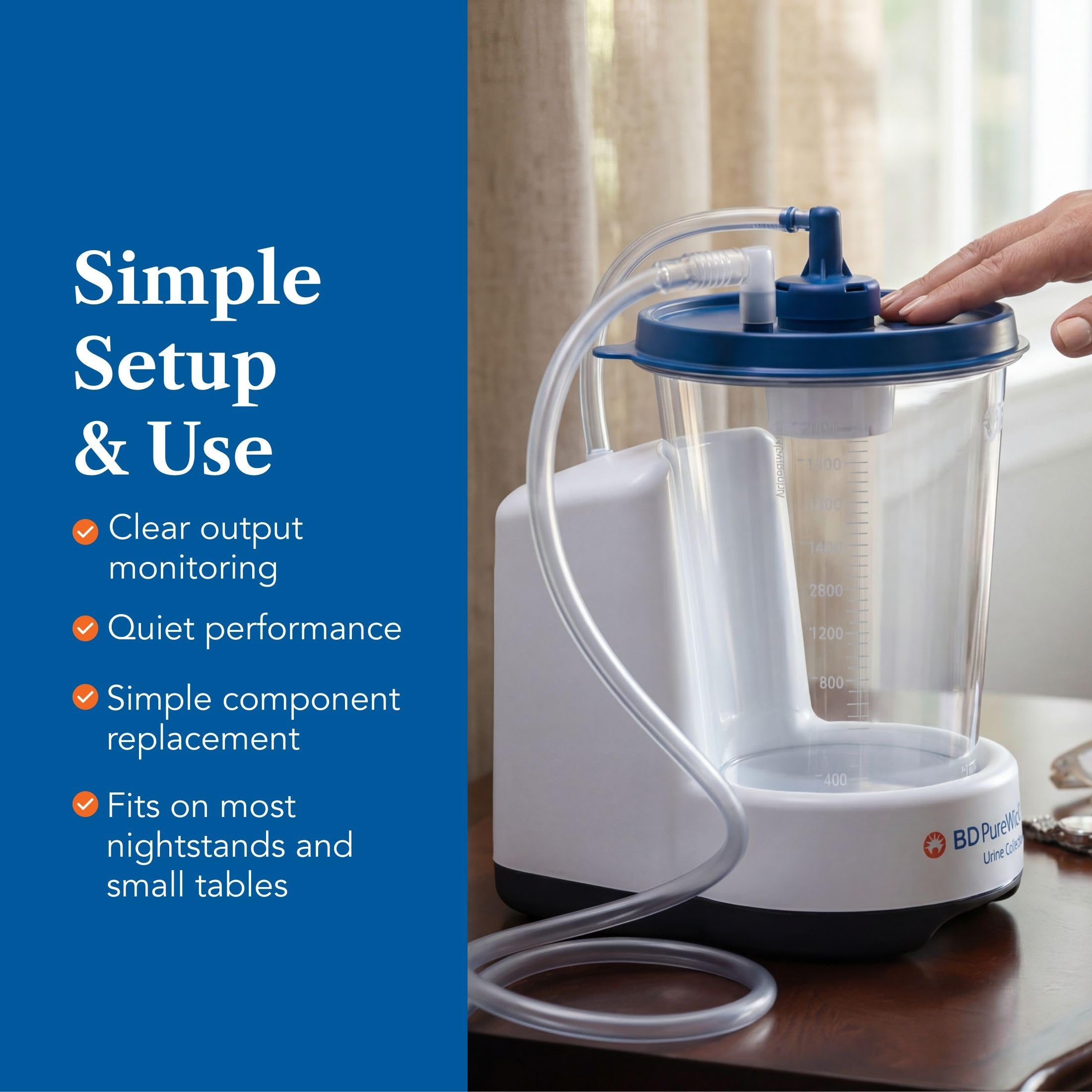 PureWick PW100 junto a una regla para comparar tamaño y escala práctica