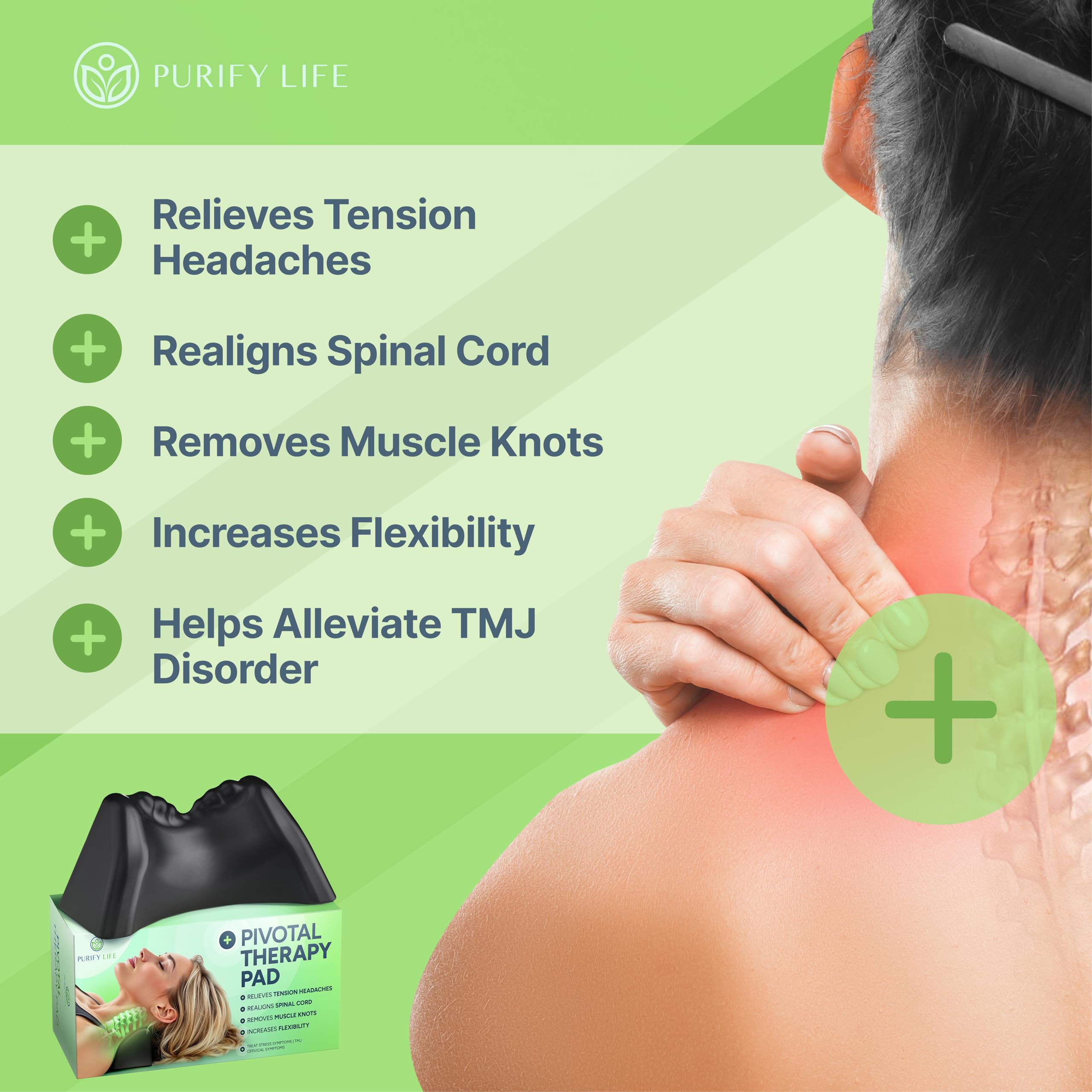 Purify Life primer plano de espuma viscoelástica, soporte duradero