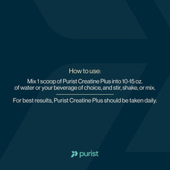 PURIST Creapure etiqueta con sello NSF visible, beneficio confianza en calidad