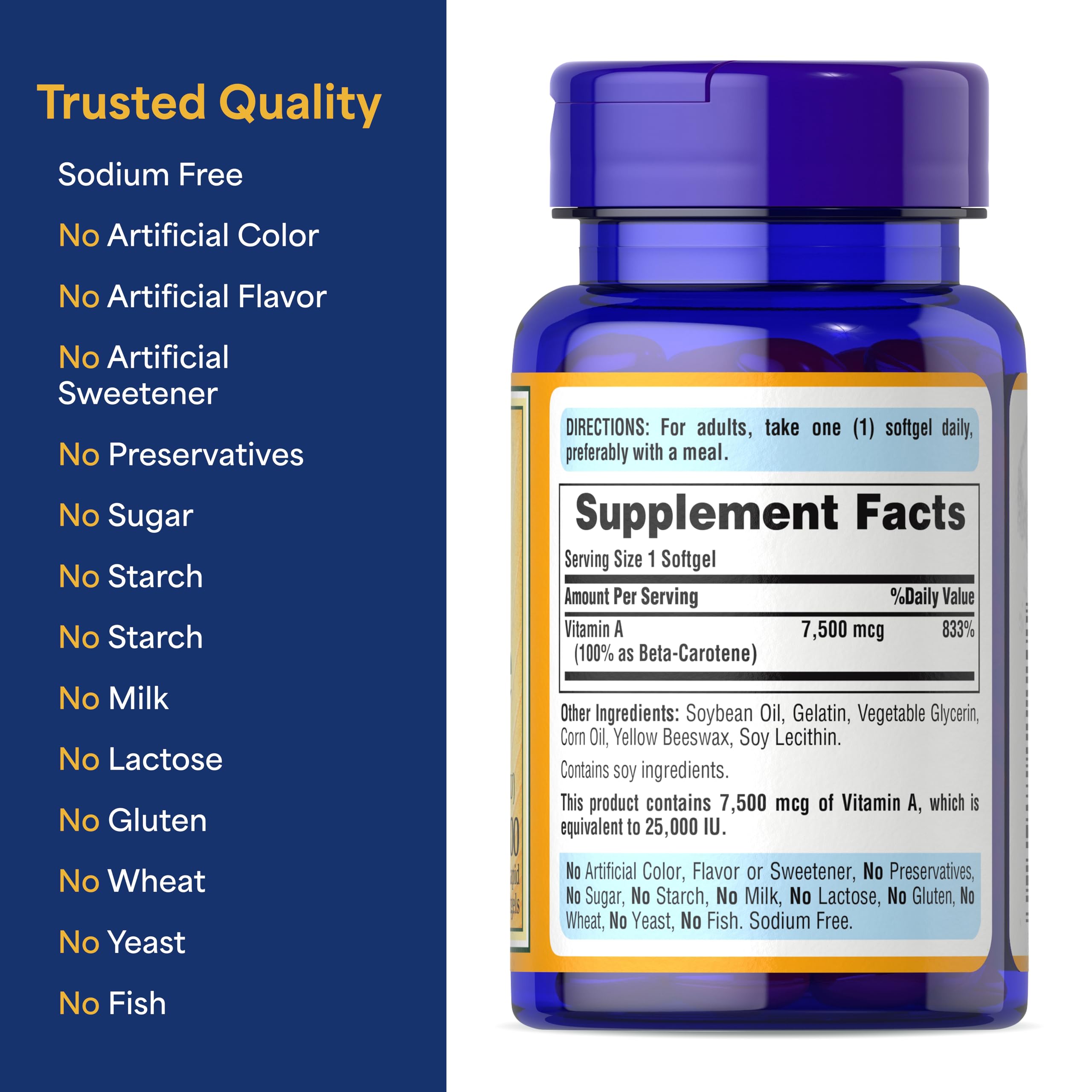 Puritan's Pride etiqueta con ingredientes y tabla nutricional visible