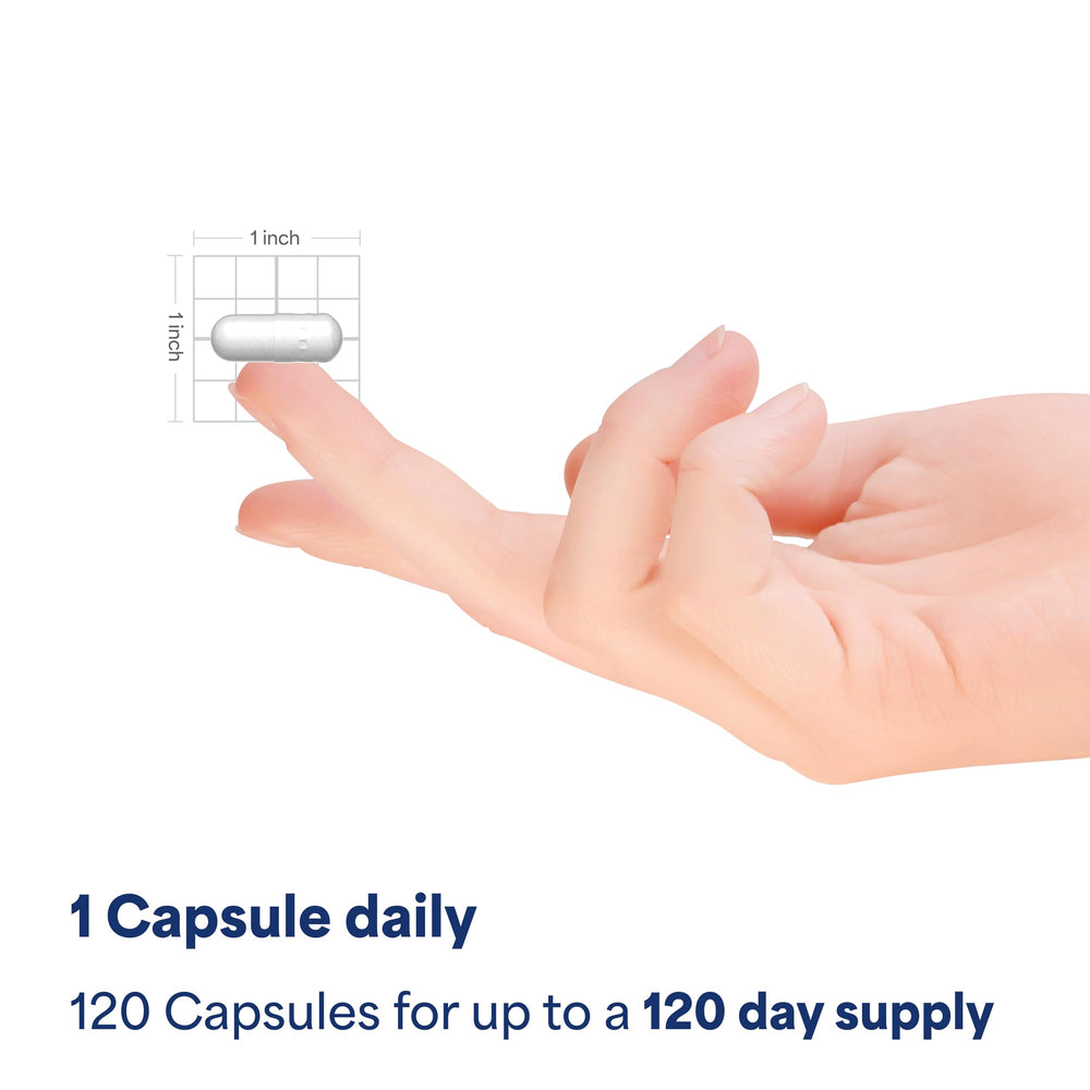Puritan's Pride botella sobre mesita junto a almohada promoviendo descanso