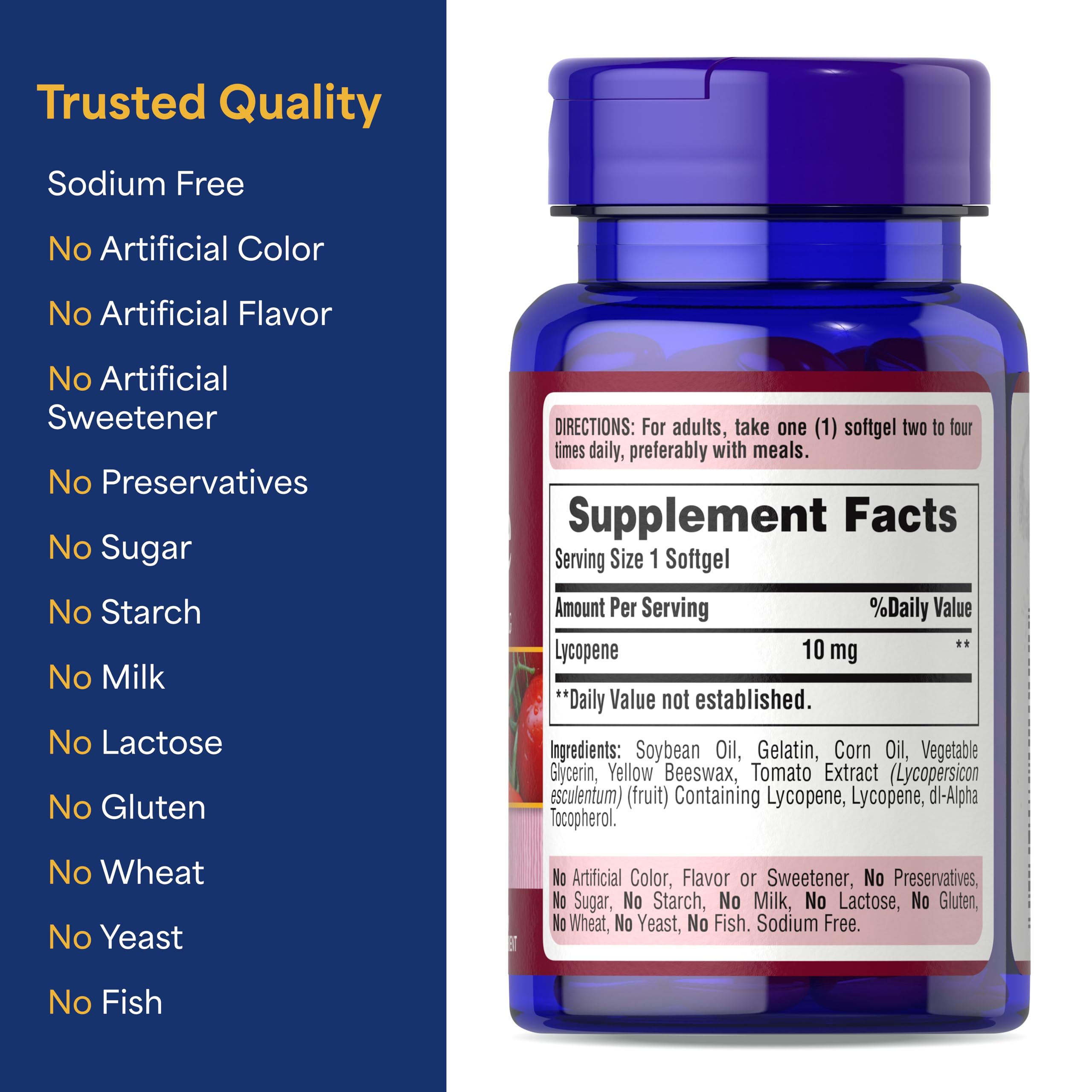 Puritan's Pride etiqueta nutricional con información de ingredientes y dosis