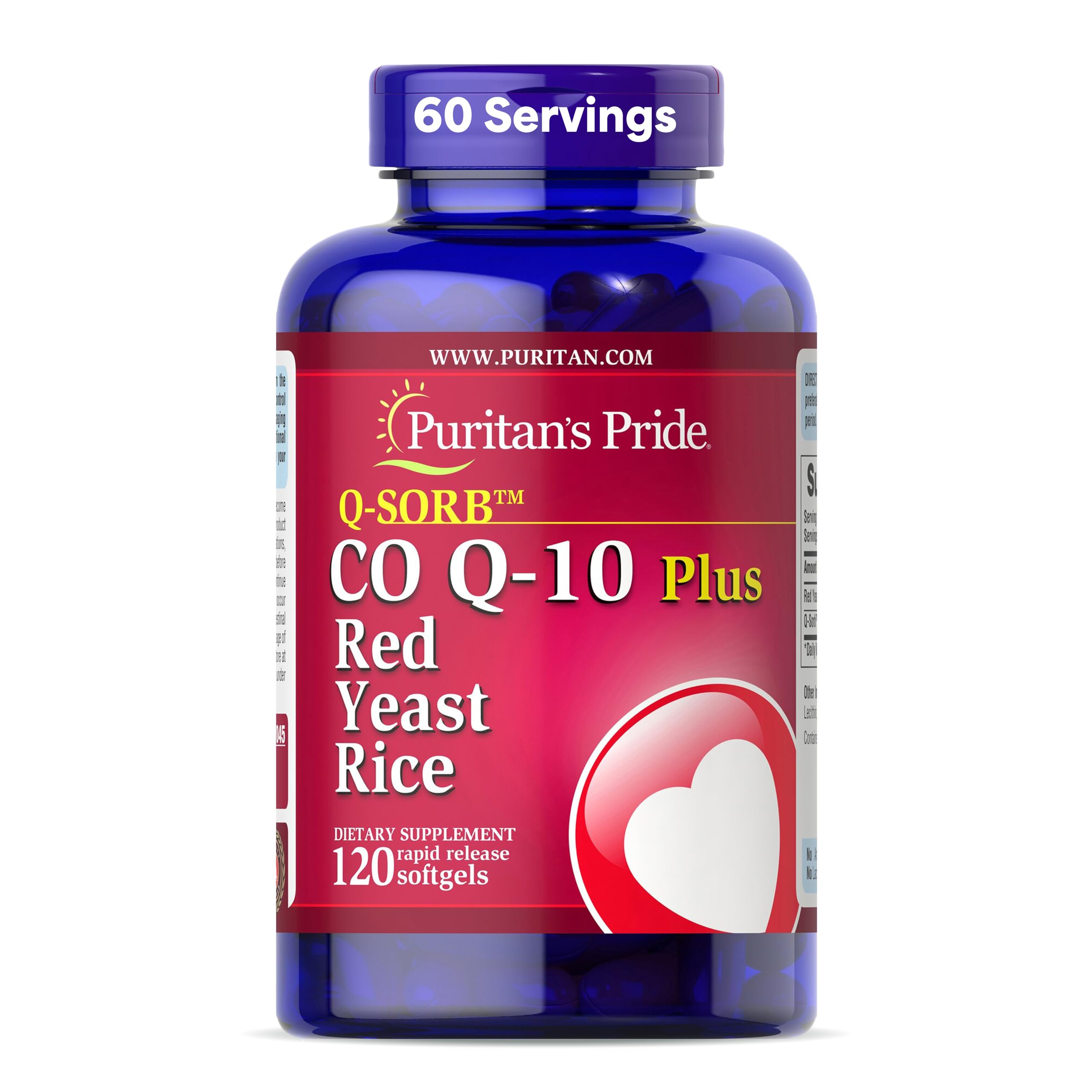 Puritan's Pride envase frontal mostrando 120 cápsulas y beneficios