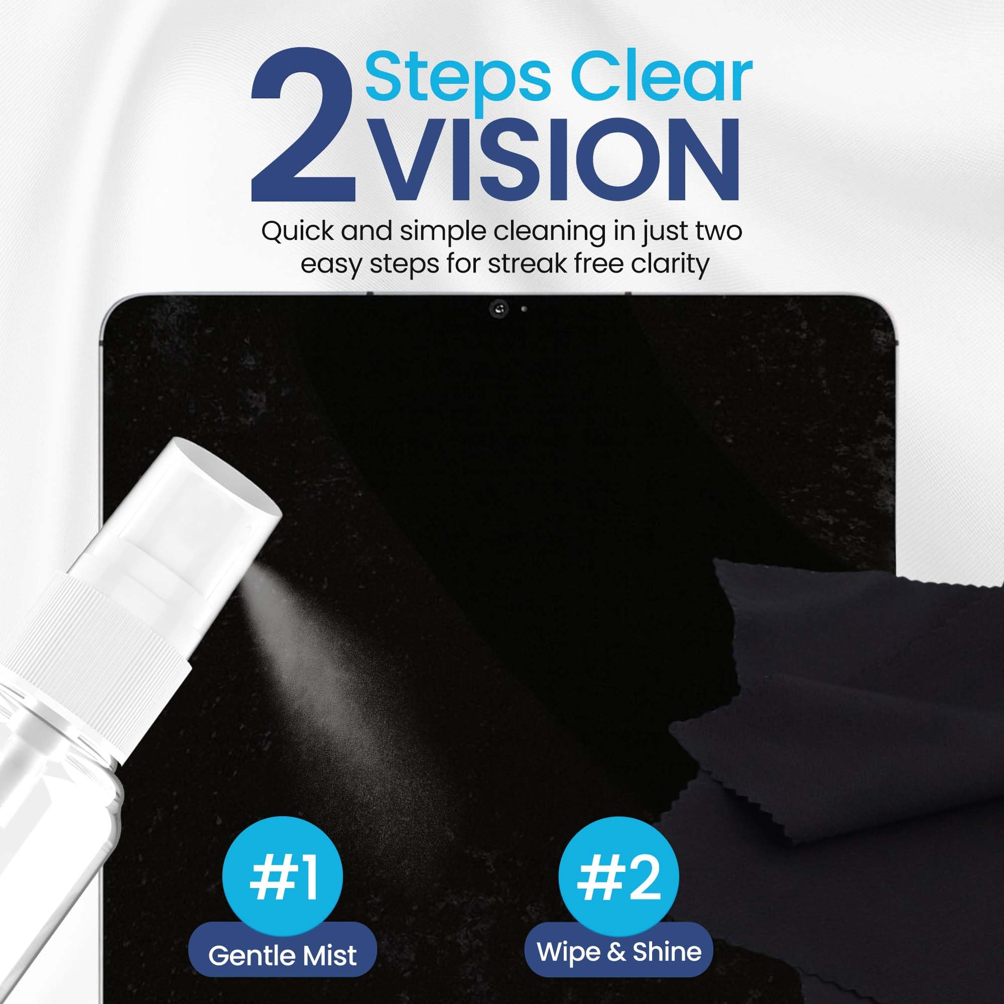 Purity Lens Cleaner todos los frascos y paños juntos, suministro completo