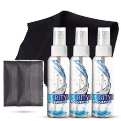 Purity Lens Cleaner presentación frontal mostrando el kit y portabilidad
