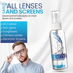 Purity Lens Cleaner kit ordenado en mesa listos para uso diario