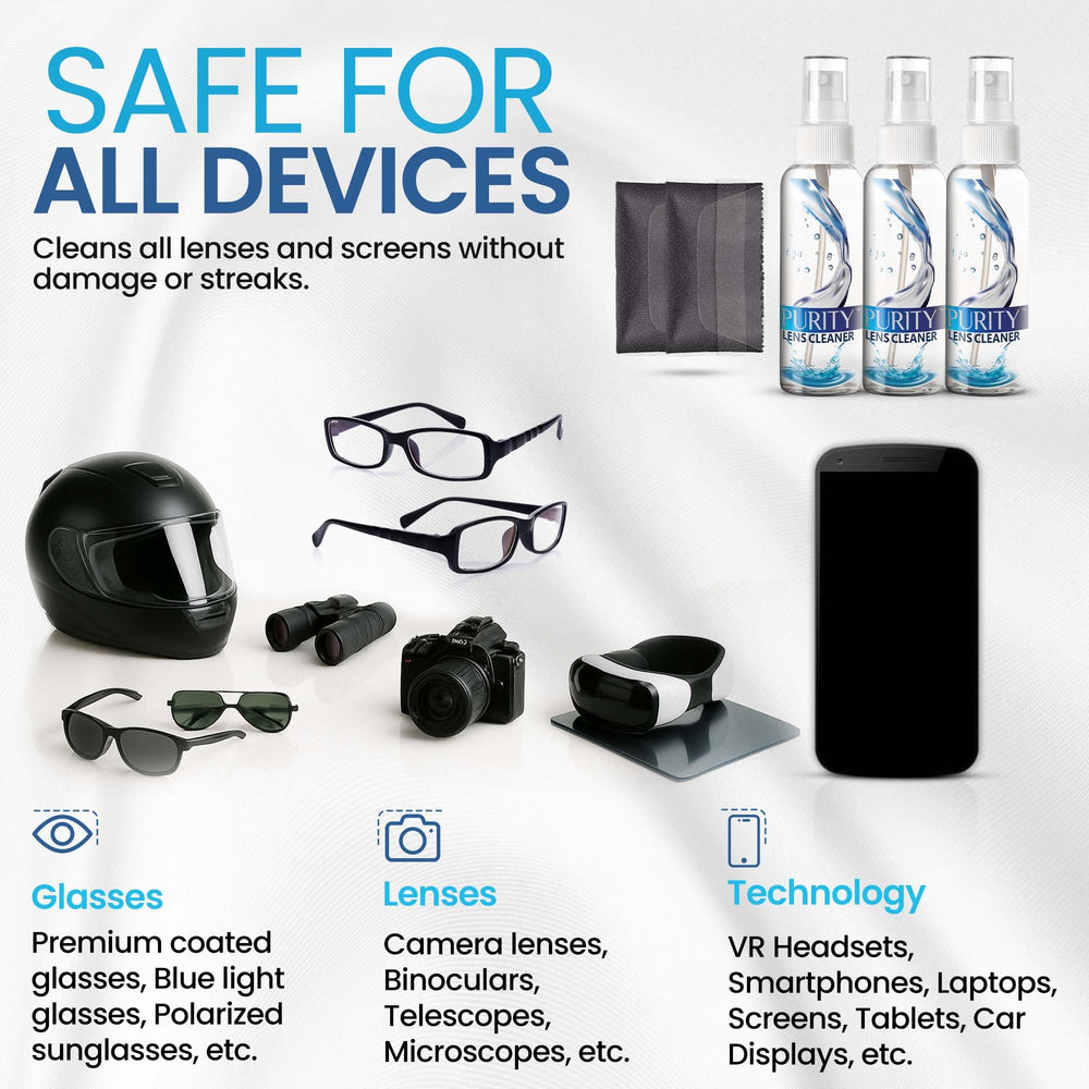 Purity Lens Cleaner paño de microfibra alta densidad atrapando suciedad