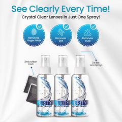 Purity Lens Cleaner lentes antes y después mejora claridad sin rayas