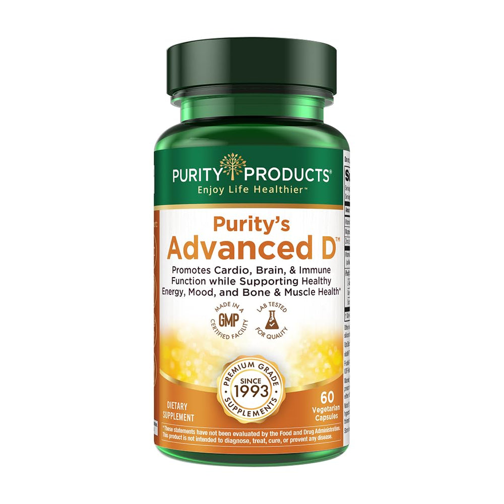 Purity Products envase frontal de Advanced D muestra dosis alta y diseño claro