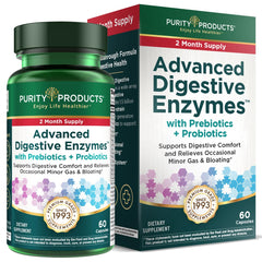 Purity Products envase frontal mostrando 60 cápsulas para apoyo digestivo