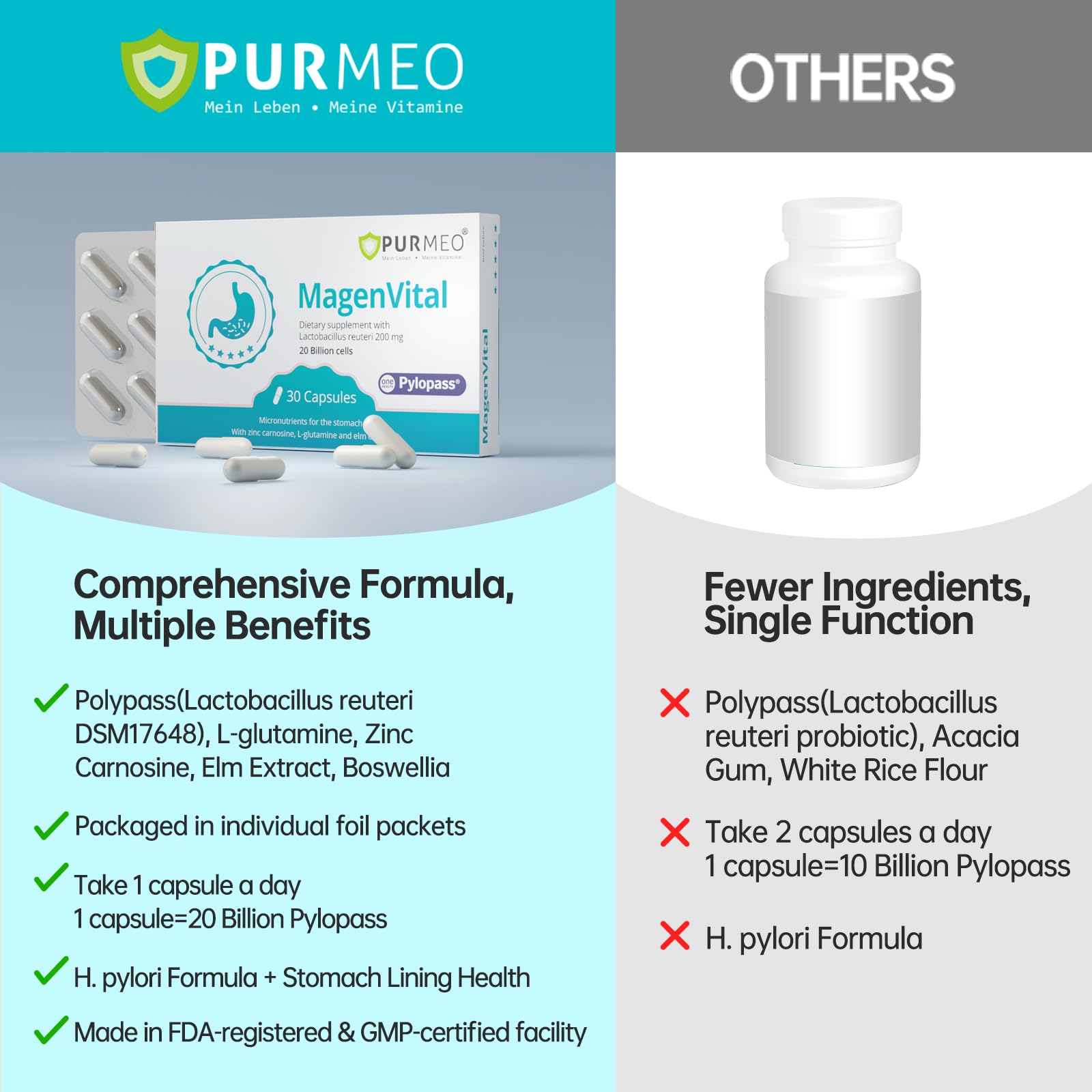 purmeo cápsula junto a una moneda para comparar tamaño real