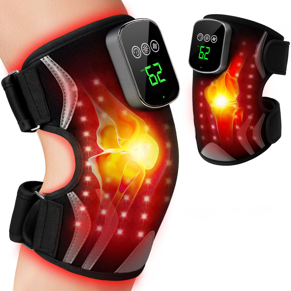 Puroth rodillera frontal mostrando luces y correas, comodidad ajustable
