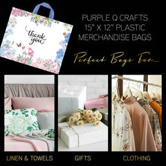 Purple Q Crafts bolsa en uso sosteniendo regalos, facilita entregas profesionales