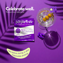 Purple Tree cápsulas apiladas que ilustran la presentación práctica y portable