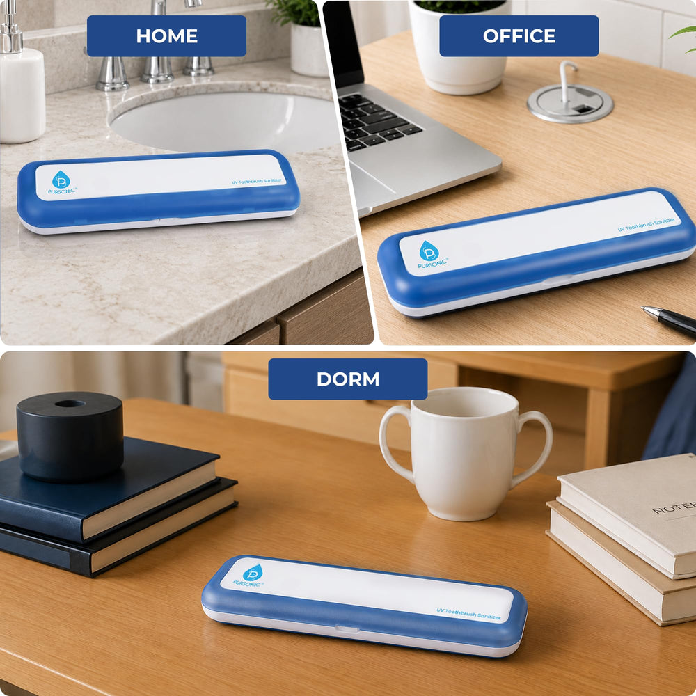 Pursonic sosteniendo cabezales eléctricos y manuales para compatibilidad clara