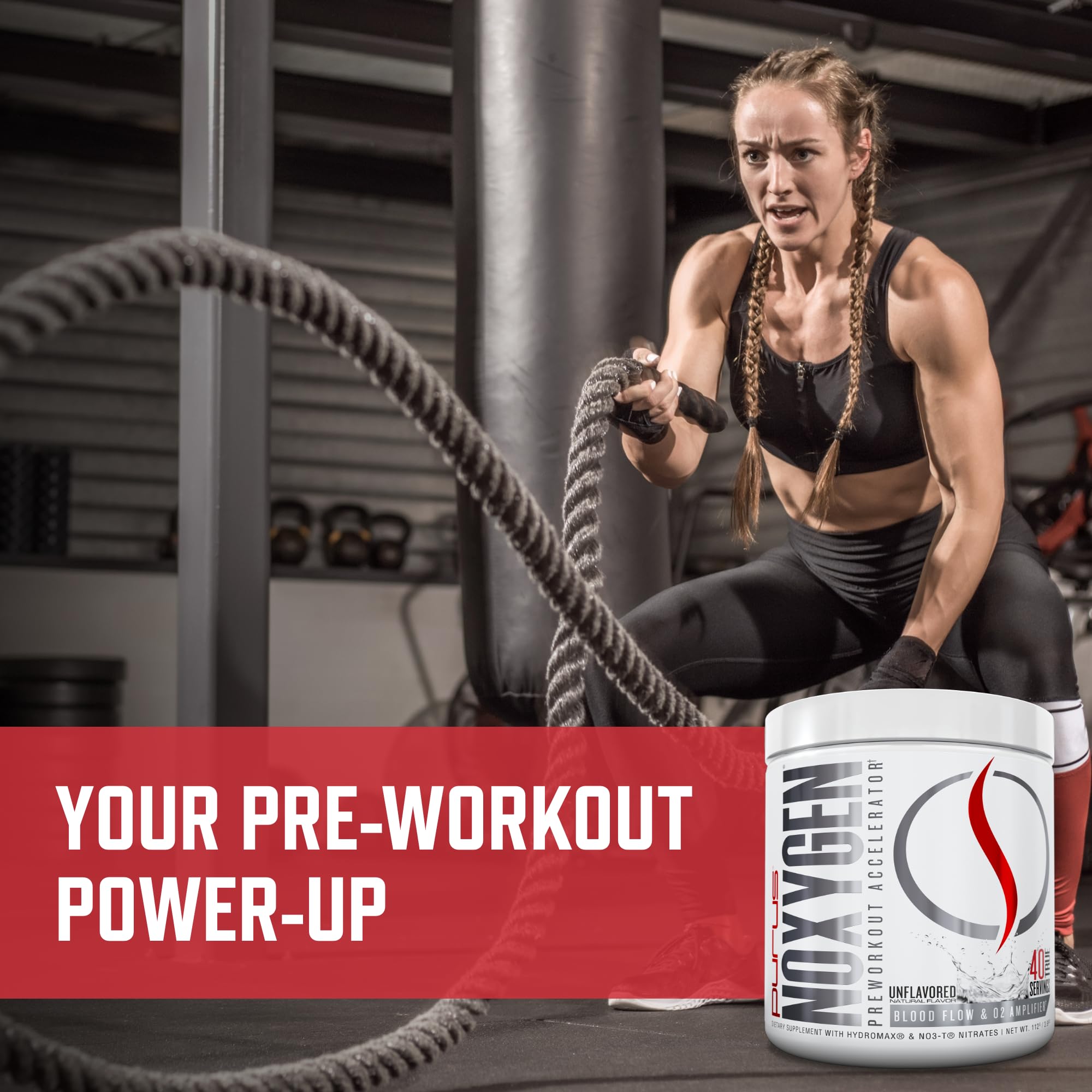 Purus Labs NOXygen presentación de nitratos y Hydromax para efectos visibles