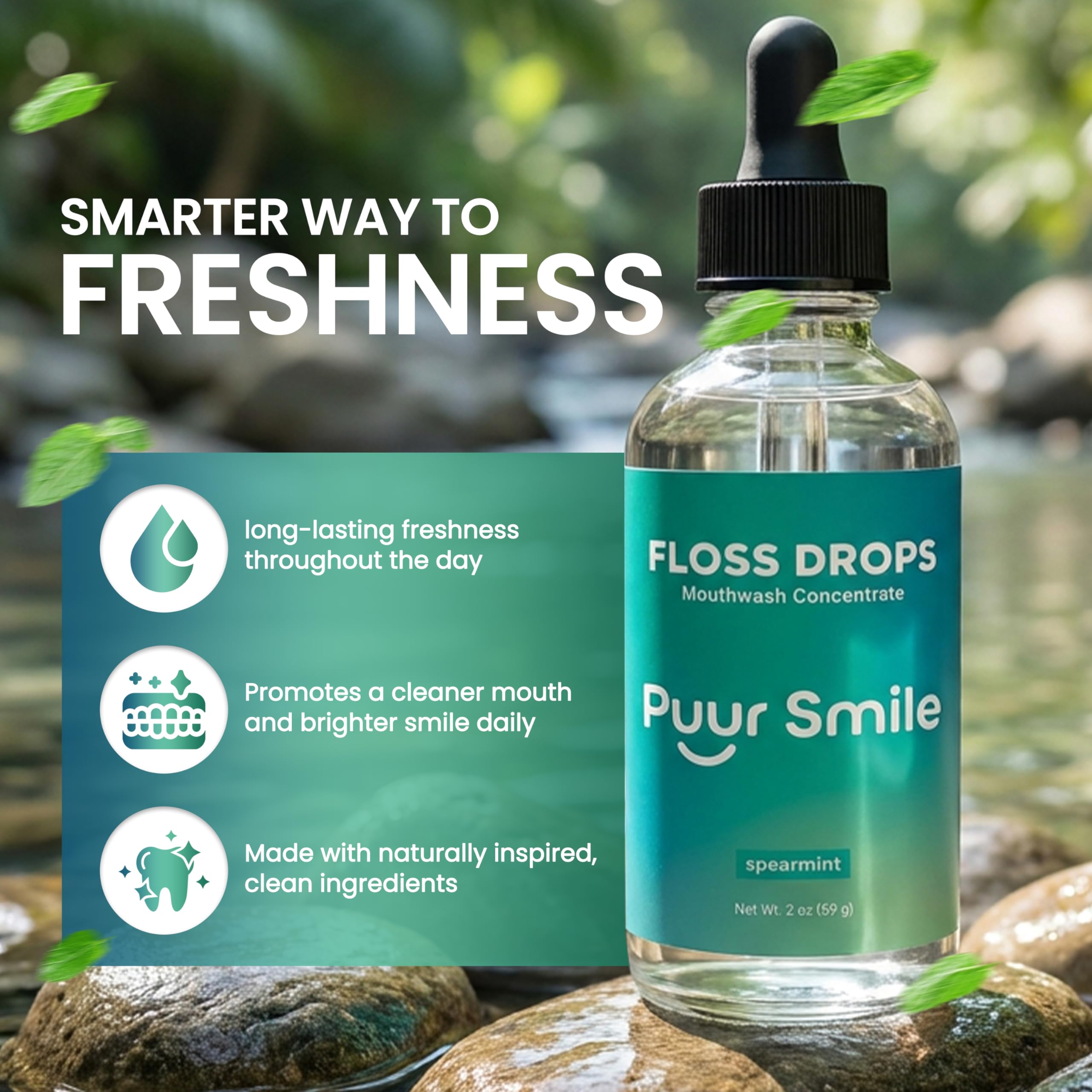 Puur Smile comparación de tamaño 2oz para visualizar duración y portabilidad