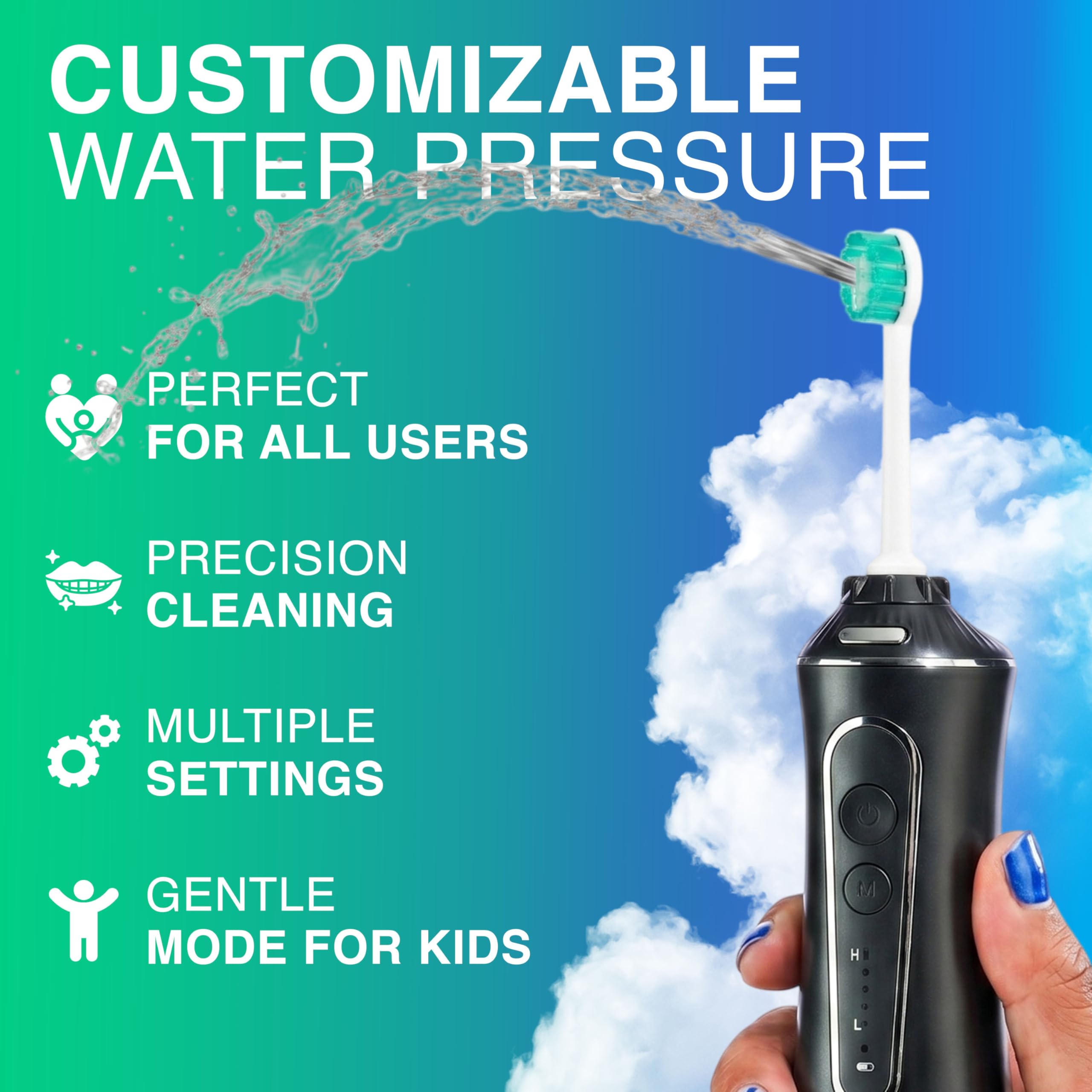 Puur Smile tanque de agua transparente enfatizando mayor capacidad y duración