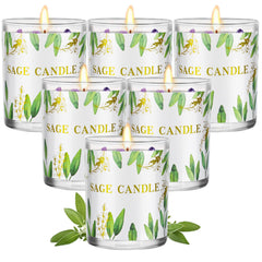 PVUELE pack frontal de seis velas de salvia, armonía aromática para el hogar