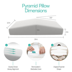 Pyramid Pillow detalle de la inclinación 9.5° que facilita la respiración