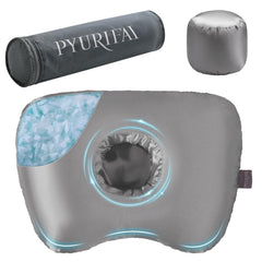 PYURIFAI almohada frontal empaquetada mostrando forma de dona y protección