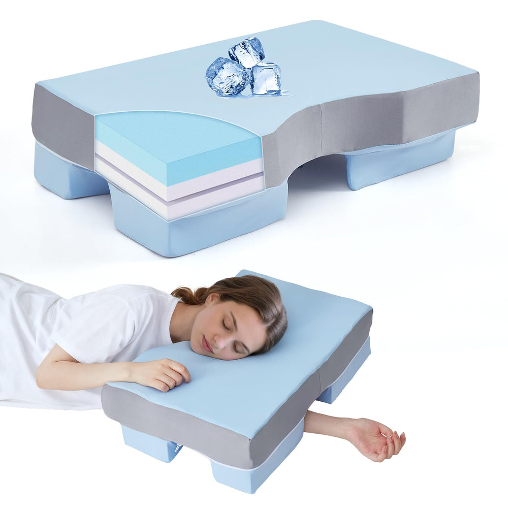 PYURIFAI vista frontal del embalaje y almohada para elegir tamaño y confort