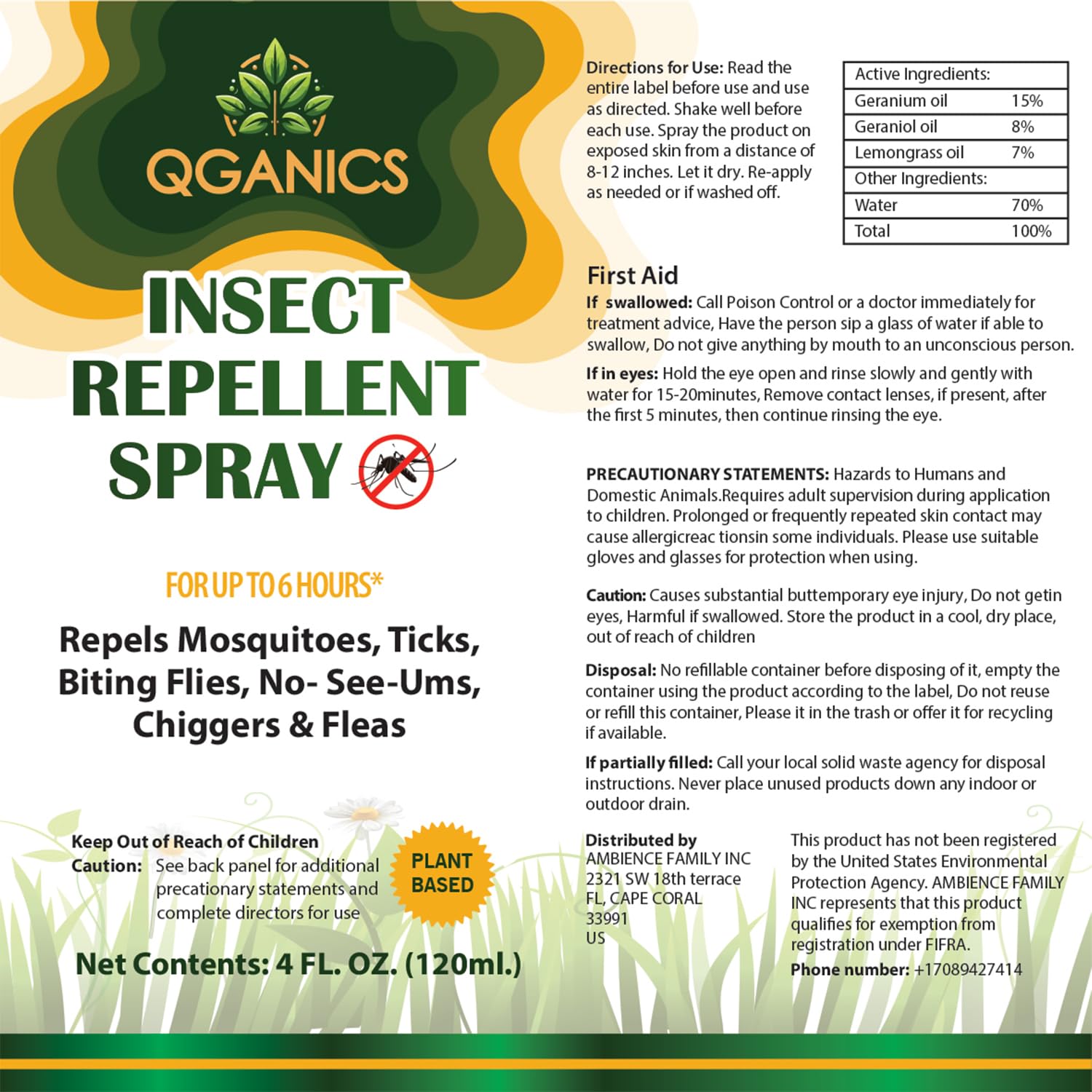 Qganics escena exterior en picnic protegiendo contra mosquitos