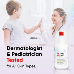 QIQ gota de solución sobre piel sana, textura no grasa y absorción