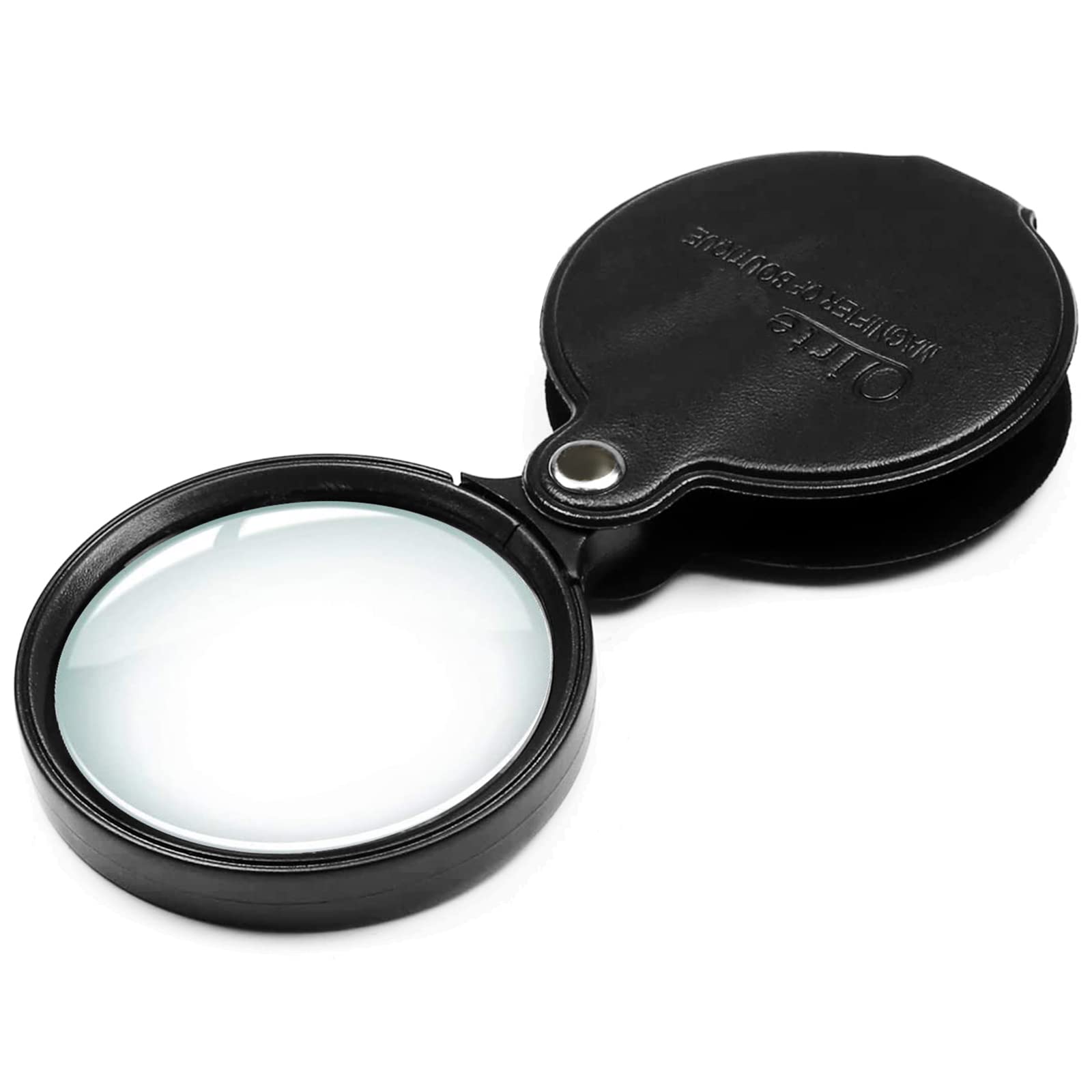 Qirte lupa frontal empaquetada mostrando diseño compacto y protección
