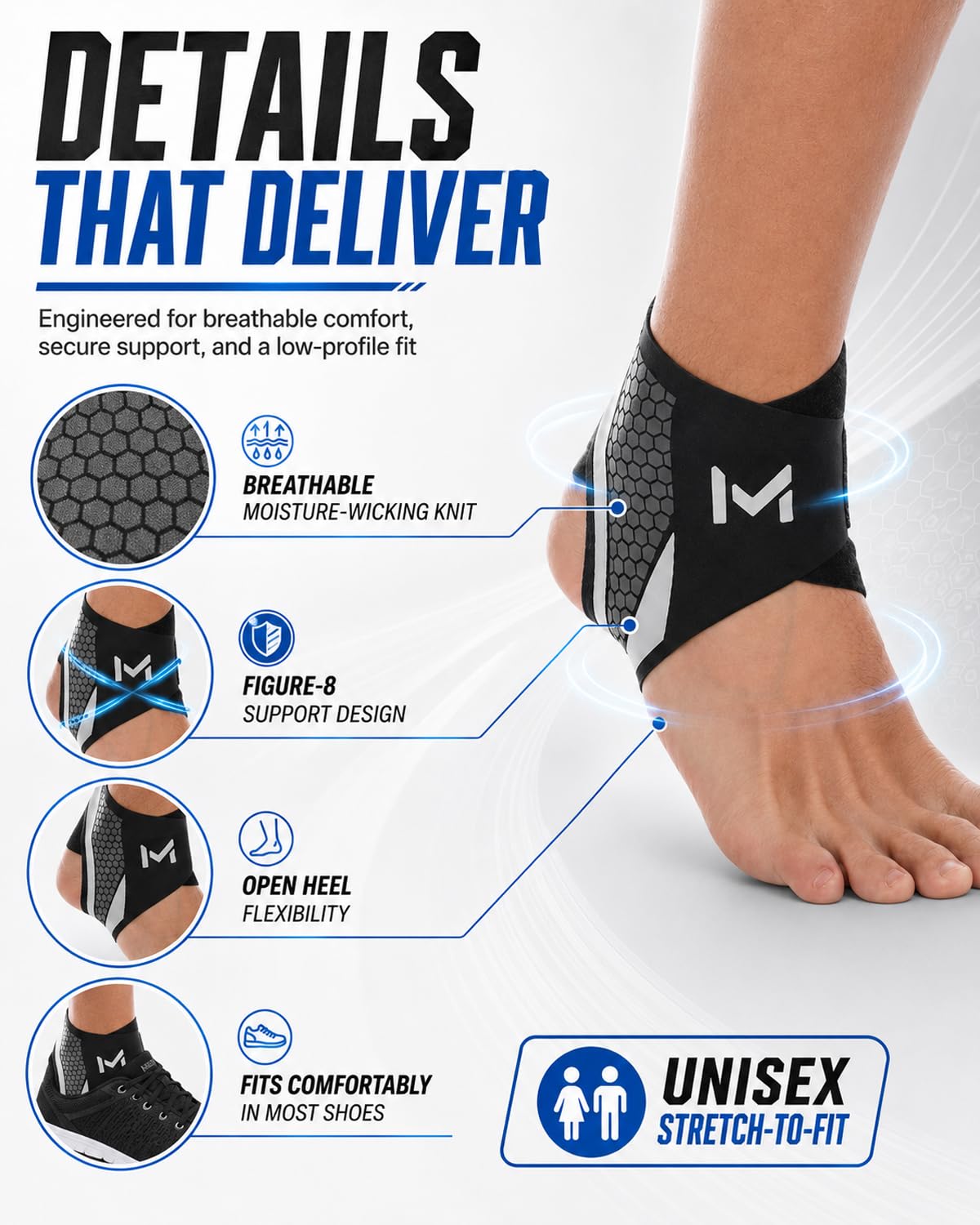 QLPSAFJ tobillera dentro de zapatilla durante entrenamiento, uso cómodo