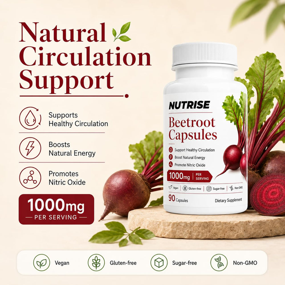 Mano sosteniendo cápsulas QNJIX Nutrise Beetroot demostrando fácil consumo
