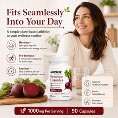 Frasco QNJIX Nutrise Beetroot junto a objetos cotidianos para comparar tamaño