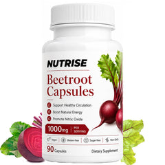 Frasco QNJIX Nutrise Beetroot en primer plano mostrando diseño y cantidad