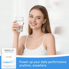 Qoenba PrimeCell H2 vaso junto a una regla para comparar tamaño de la porción