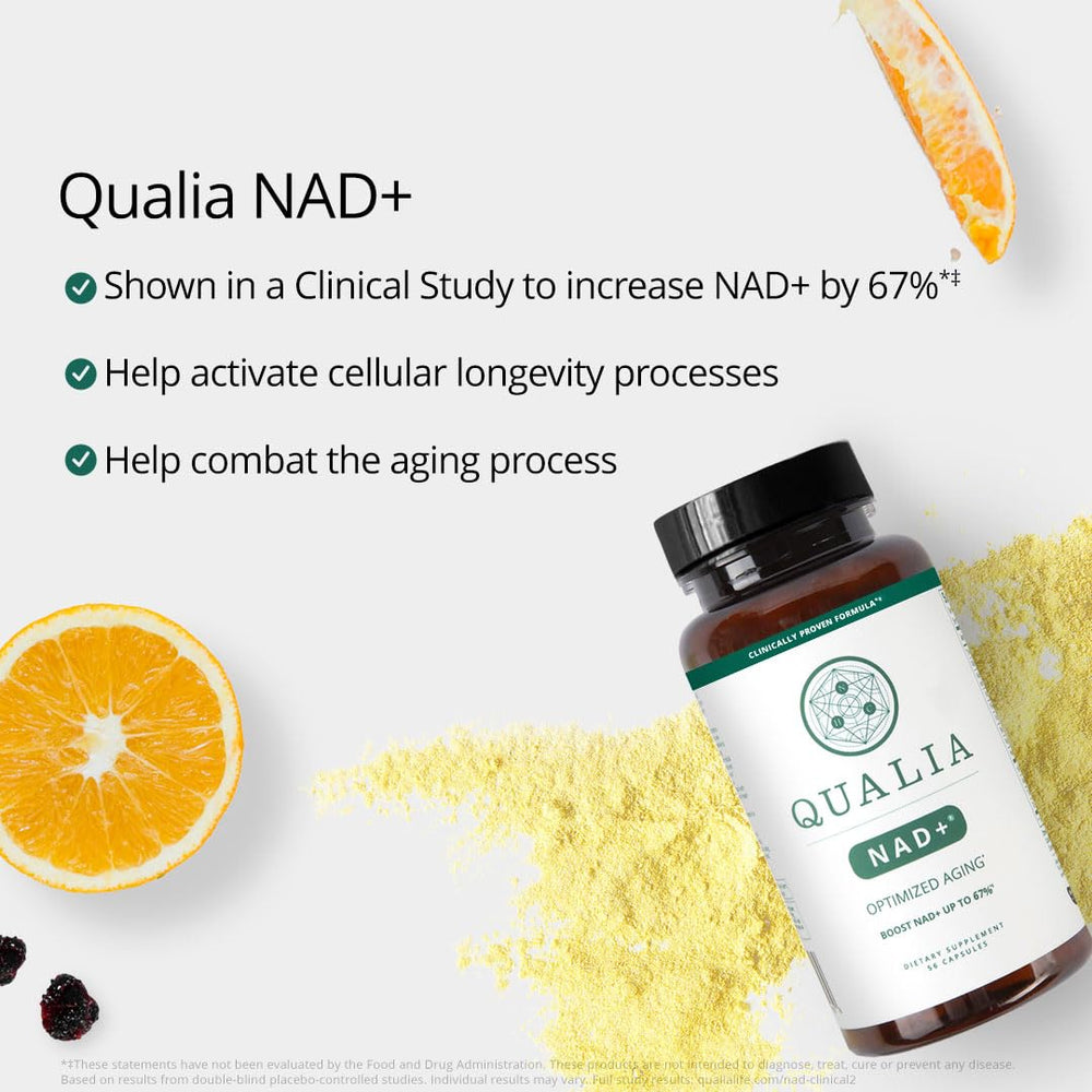 QUALIA LIFE SCIENCES botella en mesa estilo de vida que sugiere uso continuo