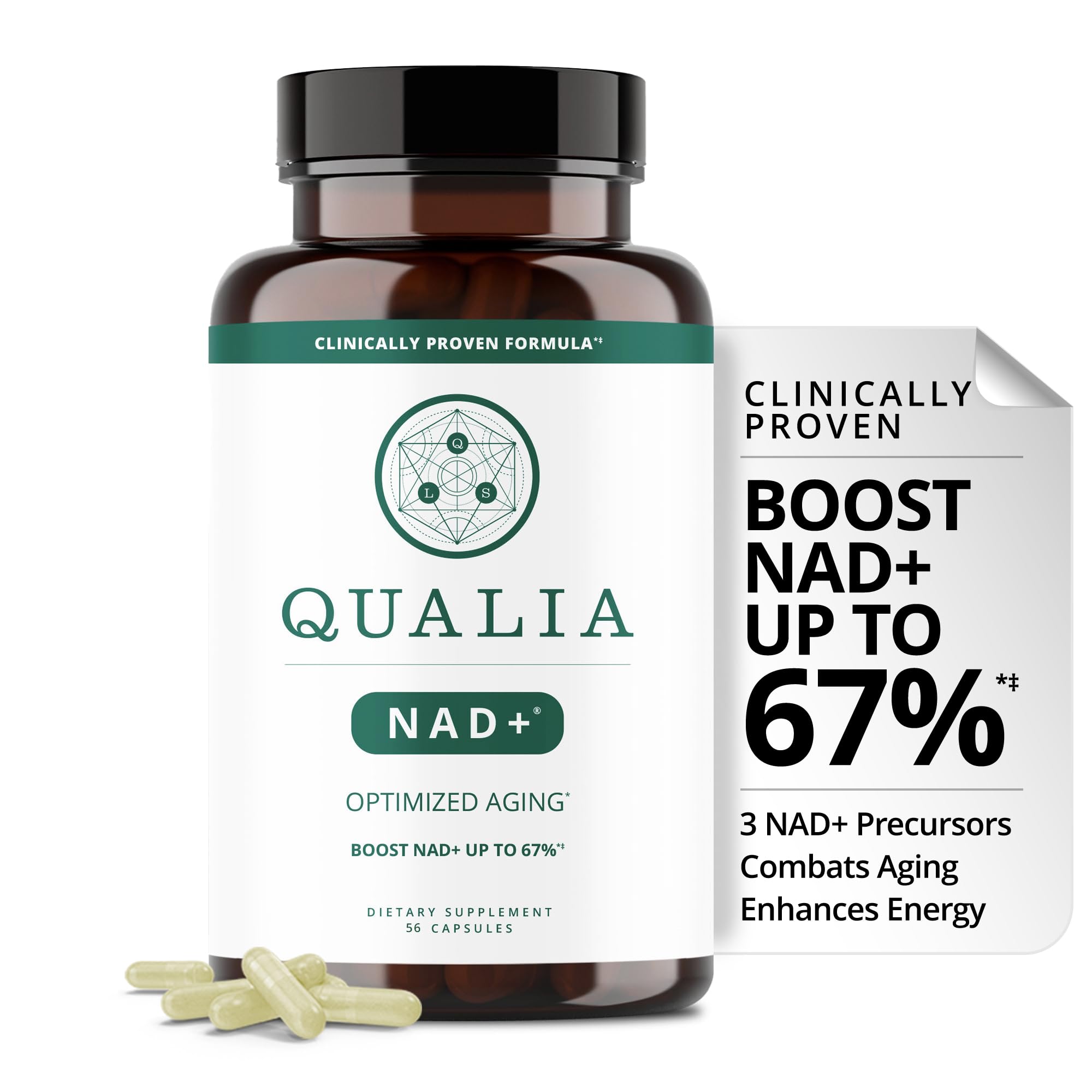 QUALIA LIFE SCIENCES envase frontal mostrando fórmula para aumentar NAD+