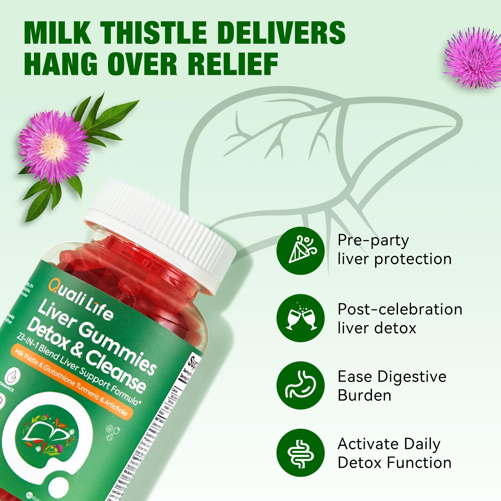 QualiLife persona tomando gomita tras comida para apoyar digestión diaria
