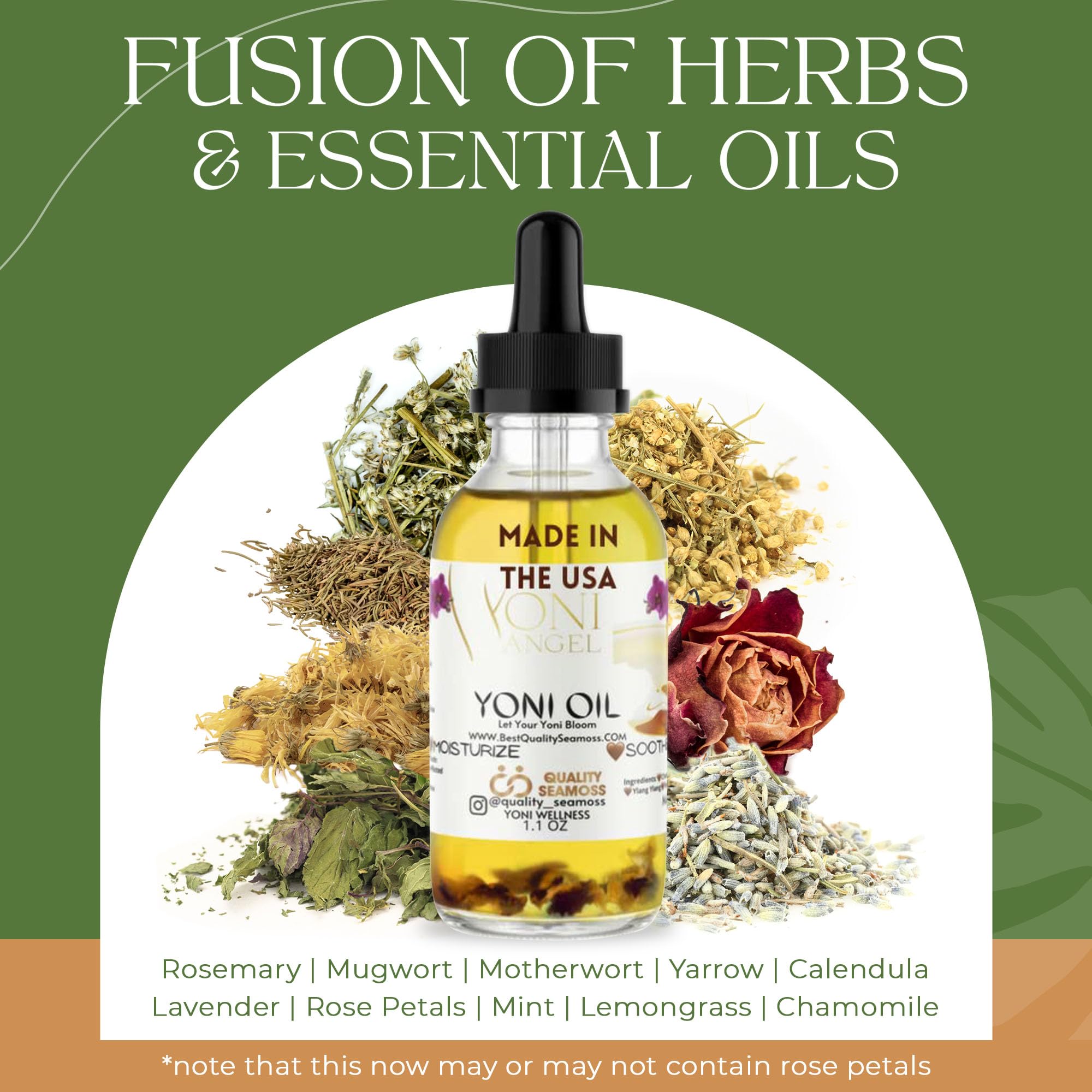 Quality Seamoss etiqueta con lista de ingredientes naturales clara