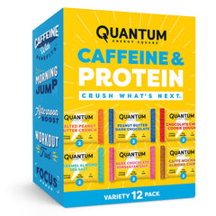 Quantum Energy Squares frontal del paquete mostrando variedad y conveniencia