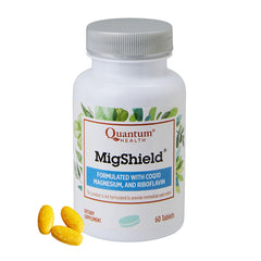 Quantum MigShield frente del empaque mostrando etiquetas y beneficios